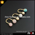 two beads design ring ,turquoise,quartz,pearl beads ring ,fashion open gold alloy ring jewelry